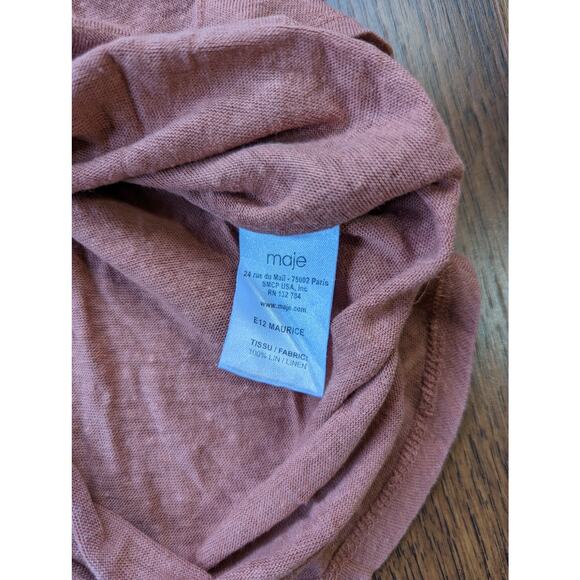 Maje Linen Short Sleeve Coral Top 1 - Picture 5 of 5